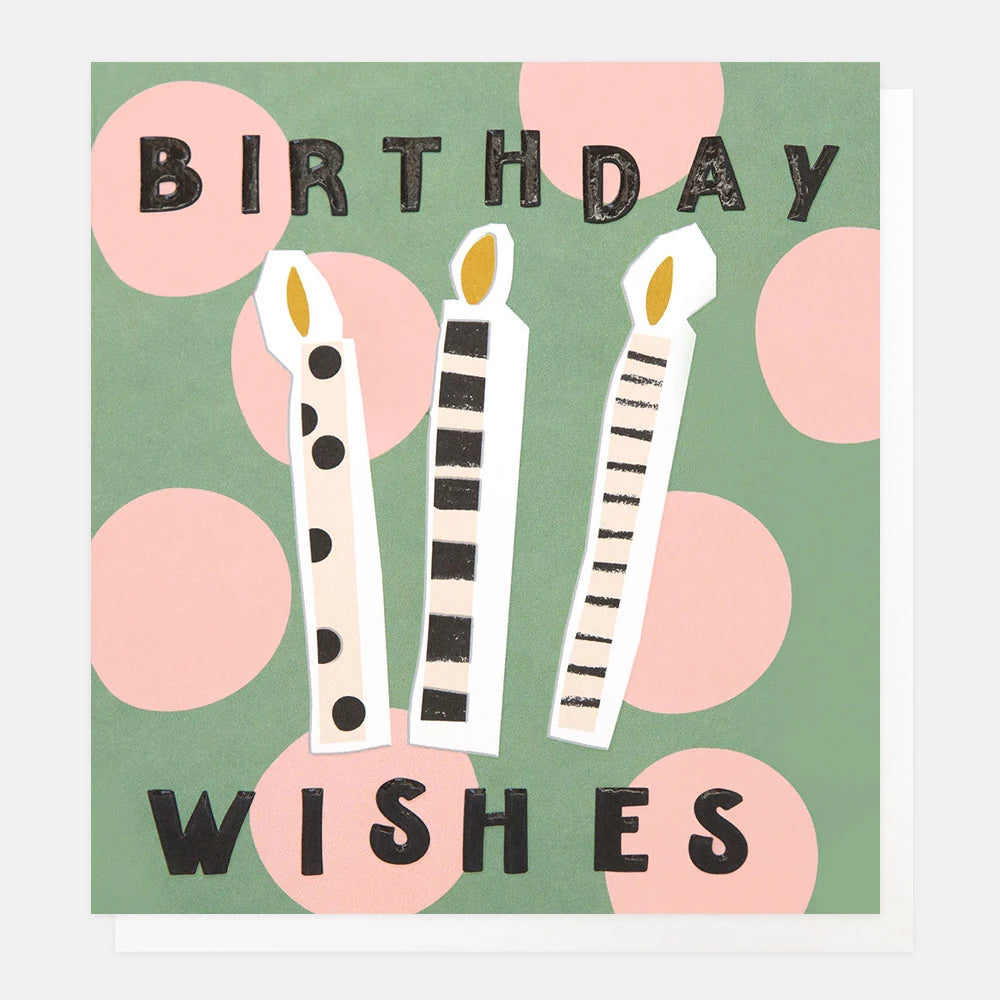 Green/Pink Spot Candles Birthday Card