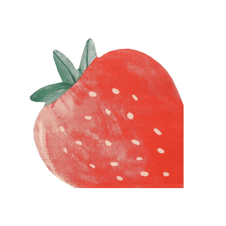 Strawberry-shaped paper napkins from Talking Tables by Cornucopia Home and Gift, featuring vibrant red strawberry design.