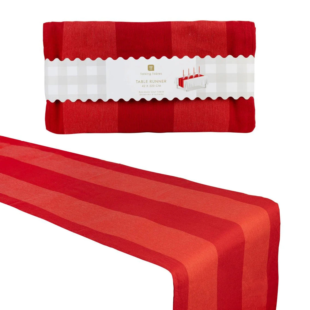 Red Stripe Cotton Table Runner - 40 x 220cm