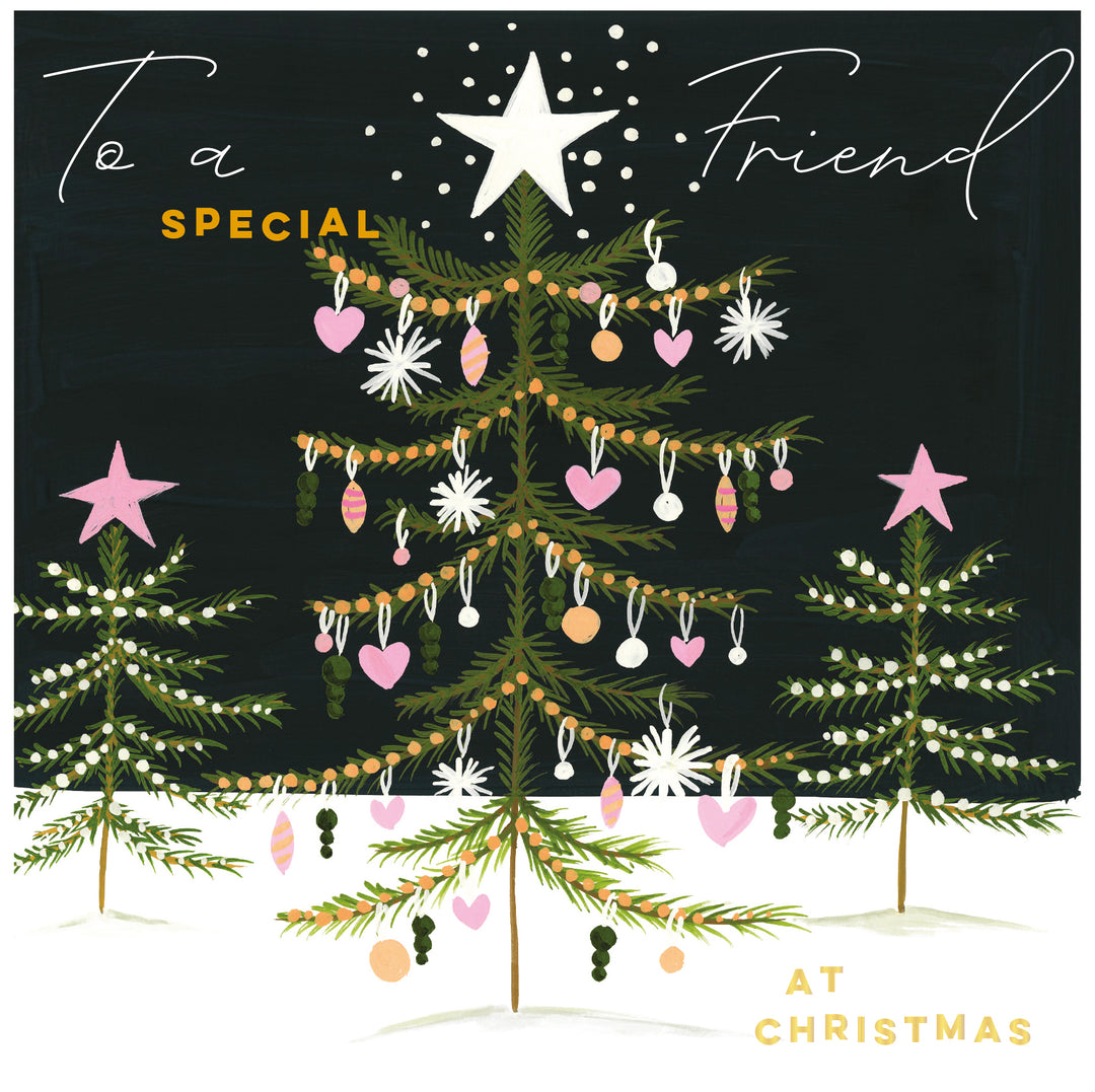 Special Friend Christmas Card - Festive Christmas Trees