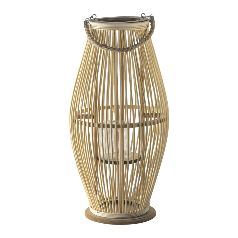 Natural sandal-shaped lantern from Cornucopia Home and Gift, with rustic design and open sides for ambient lighting.