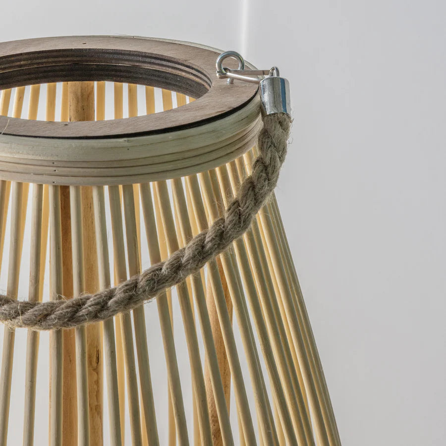 Natural sandal-shaped lantern from Cornucopia Home and Gift, featuring a rustic gallery style design with intricate detailing.