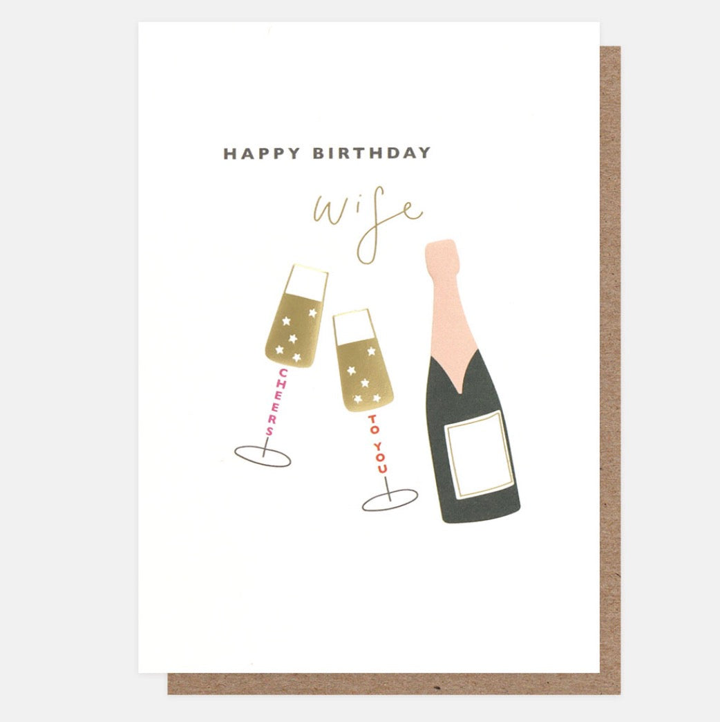 Caroline Gardner wife birthday card featuring colorful floral design and elegant typography, perfect for celebrating her special day.