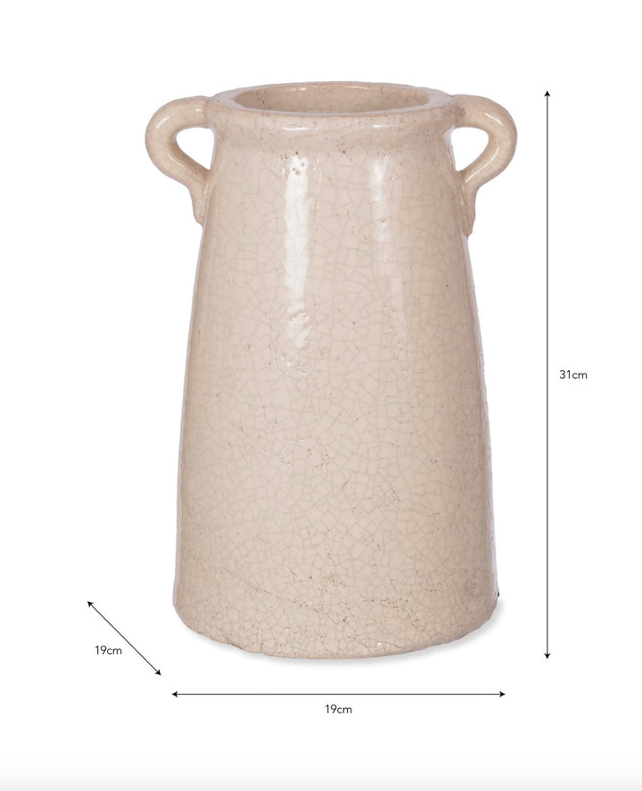 Large Ceramic Ravello Vase by Garden Trading, showing its smooth, rounded shape and neutral tones, ideal for home decor.