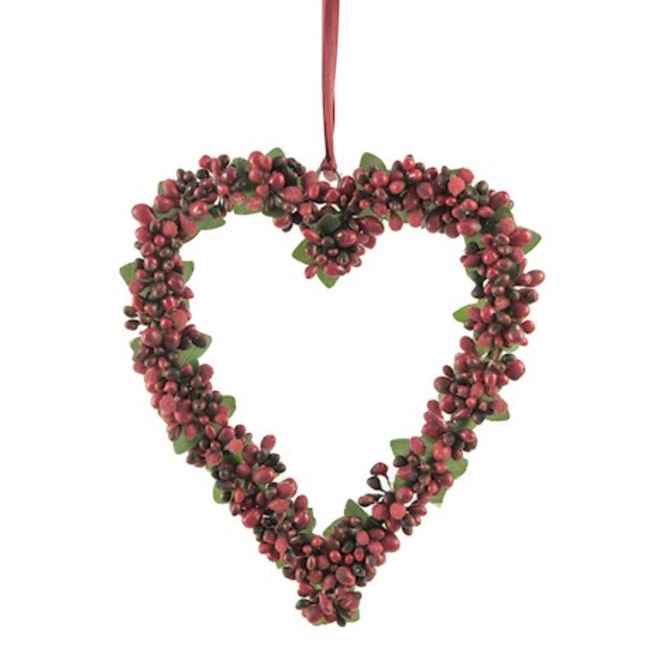 Red medium Berrybud Heart from Ascalon Christmas by Cornucopia Home and Gift, featuring a festive berry and heart design.
