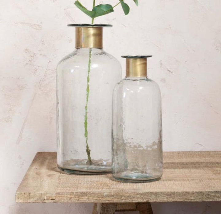 Large Nkuku Chara hammered bottle vase with textured, artisanal design, perfect for floral arrangements or decorative display.