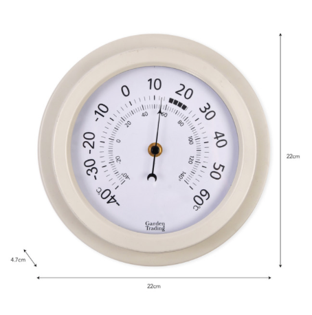 Garden Trading Tenby Thermometer in Lily White, outdoor garden thermometer with classic design, suitable for garden decor.