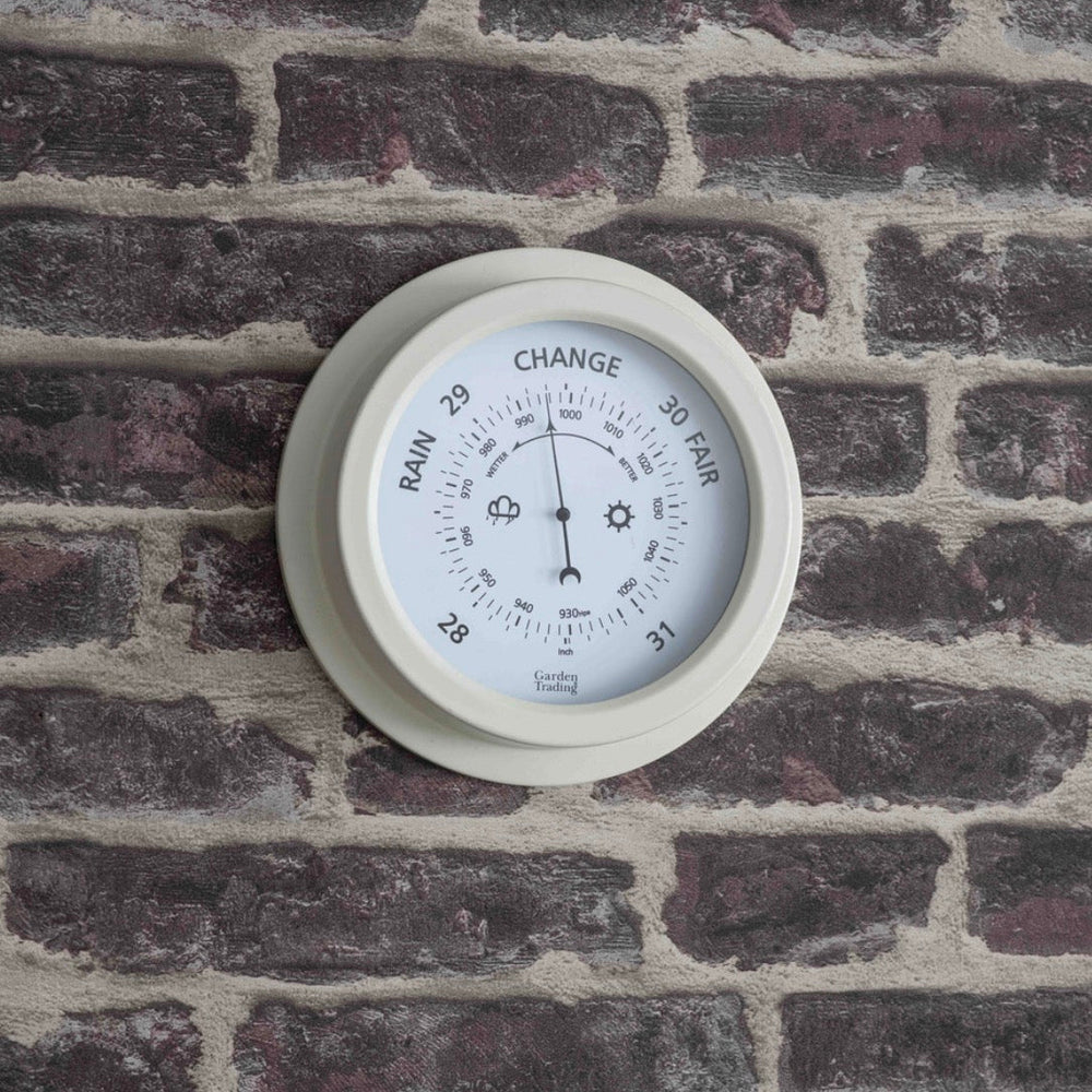 Garden Trading Tenby Barometer in Lily White, decorative weather instrument with classic design for garden or indoor display.