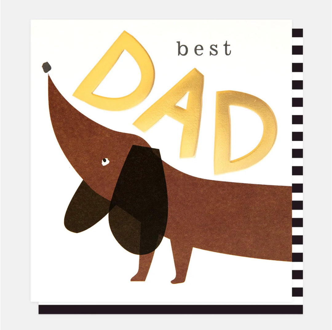 Caroline Gardner Dad sausage dog card featuring a cute illustration of a dachshund on a greeting card.
