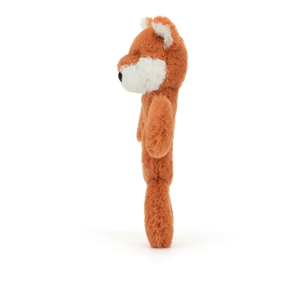 Jellycat Bashful Fox Cub Ring Rattle with soft plush fox design and colorful ring for soothing baby sensory play.