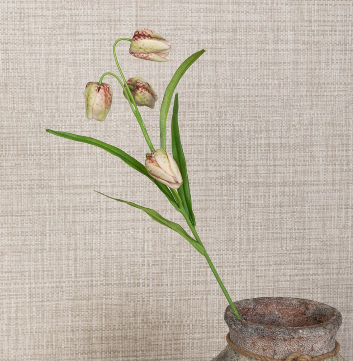 Floralsilk Fritillaria spray stem with realistic yellow and brown flowers, suitable for floral arrangements and home decor.