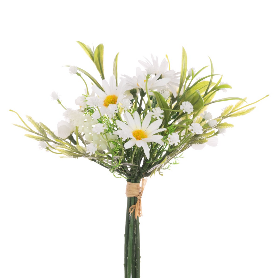 Daisy and gypsophila floral stems from Floralsilk by Cornucopia Home and Gift, arranged in a natural bouquet.