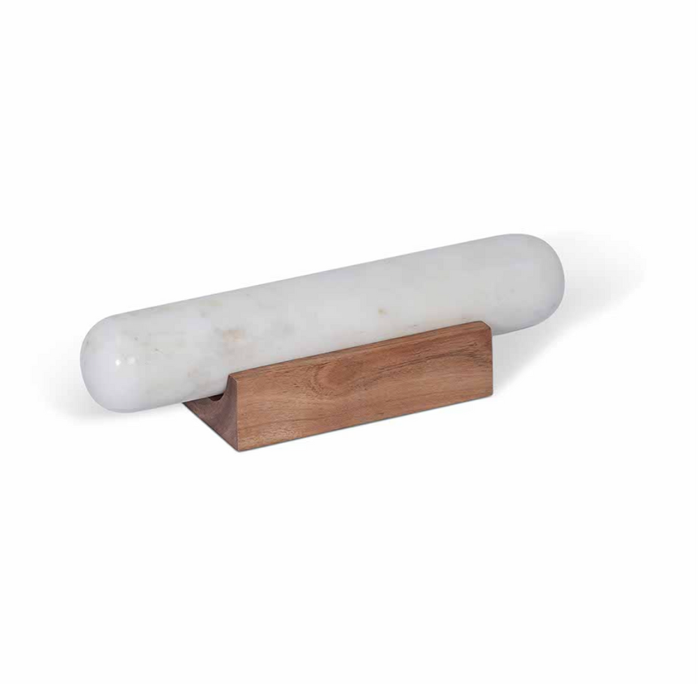 White Brompton Rolling Pin by Garden Trading, with a smooth wooden handle and cylindrical design for baking and pastry prep.