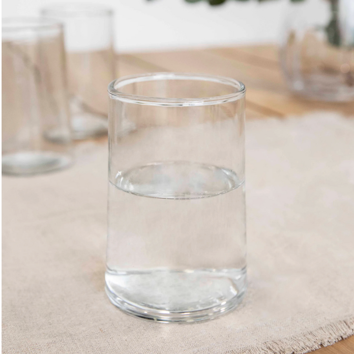 Fonthill tall glass tumbler by Garden Trading, showcasing clear glass with a cylindrical shape and simple design for drinking beverages.