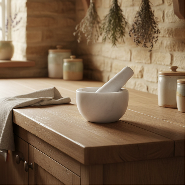 Brompton Pestle &amp; Mortar - White