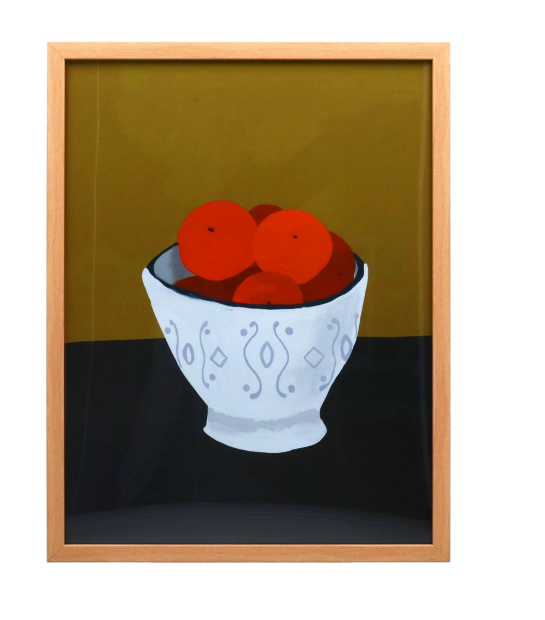 Gisela Graham Satsuma Bowl picture showing a vibrant, textured ceramic bowl with orange and gold hues for decorative display