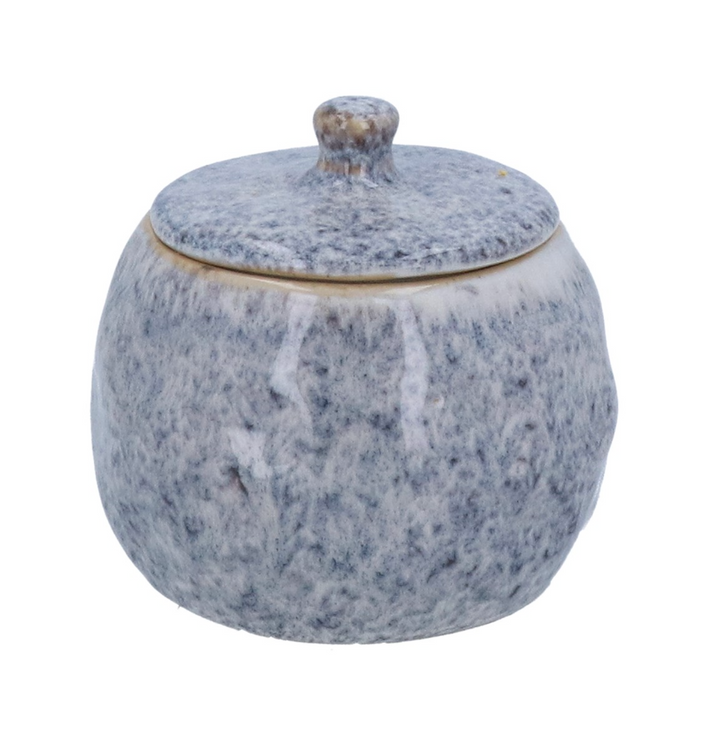 Blue Speckled Stoneware Lidded Pot - Small