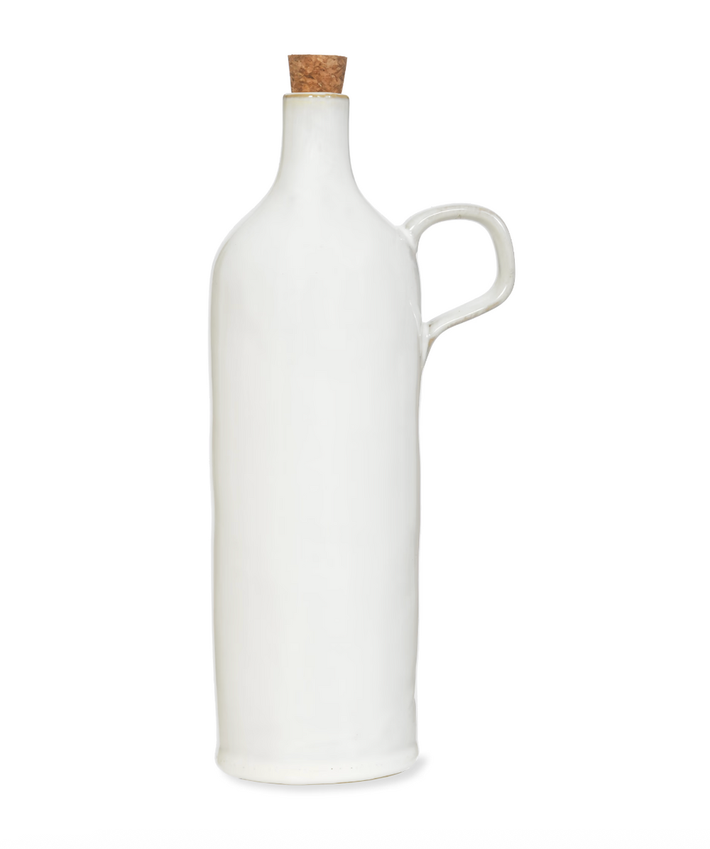 White Ithaca oil bottle by Garden Trading, featuring a sleek design, perfect for kitchen or garden use.