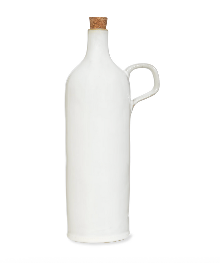 White Ithaca oil bottle by Garden Trading, featuring a sleek design, perfect for kitchen or garden use.