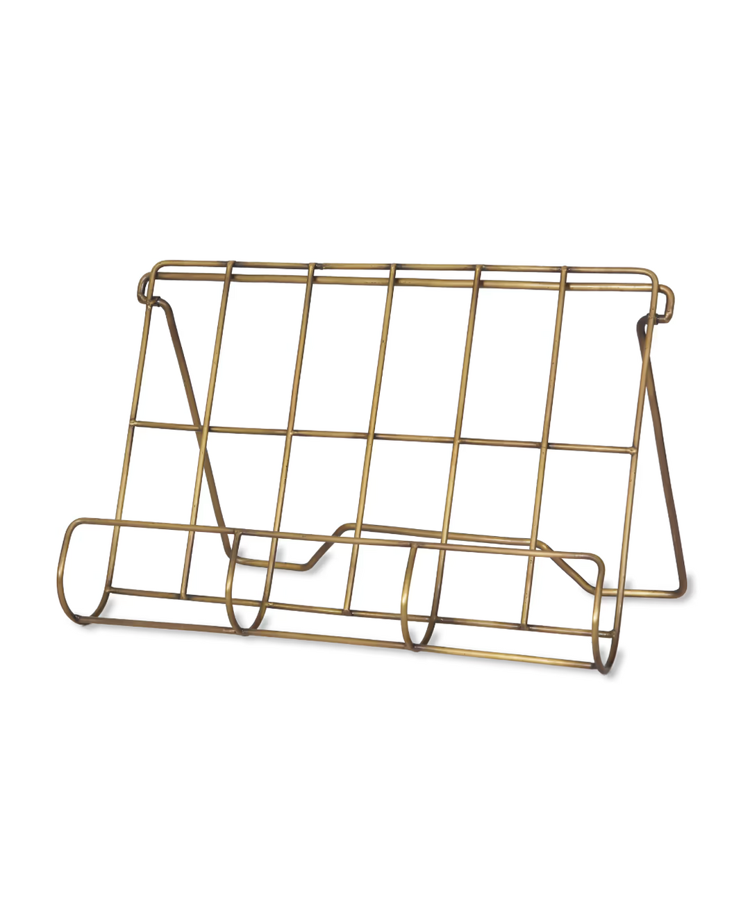 Garden Trading Brompton Cook Book Holder in antique brass with elegant metal design for kitchen or garden use.