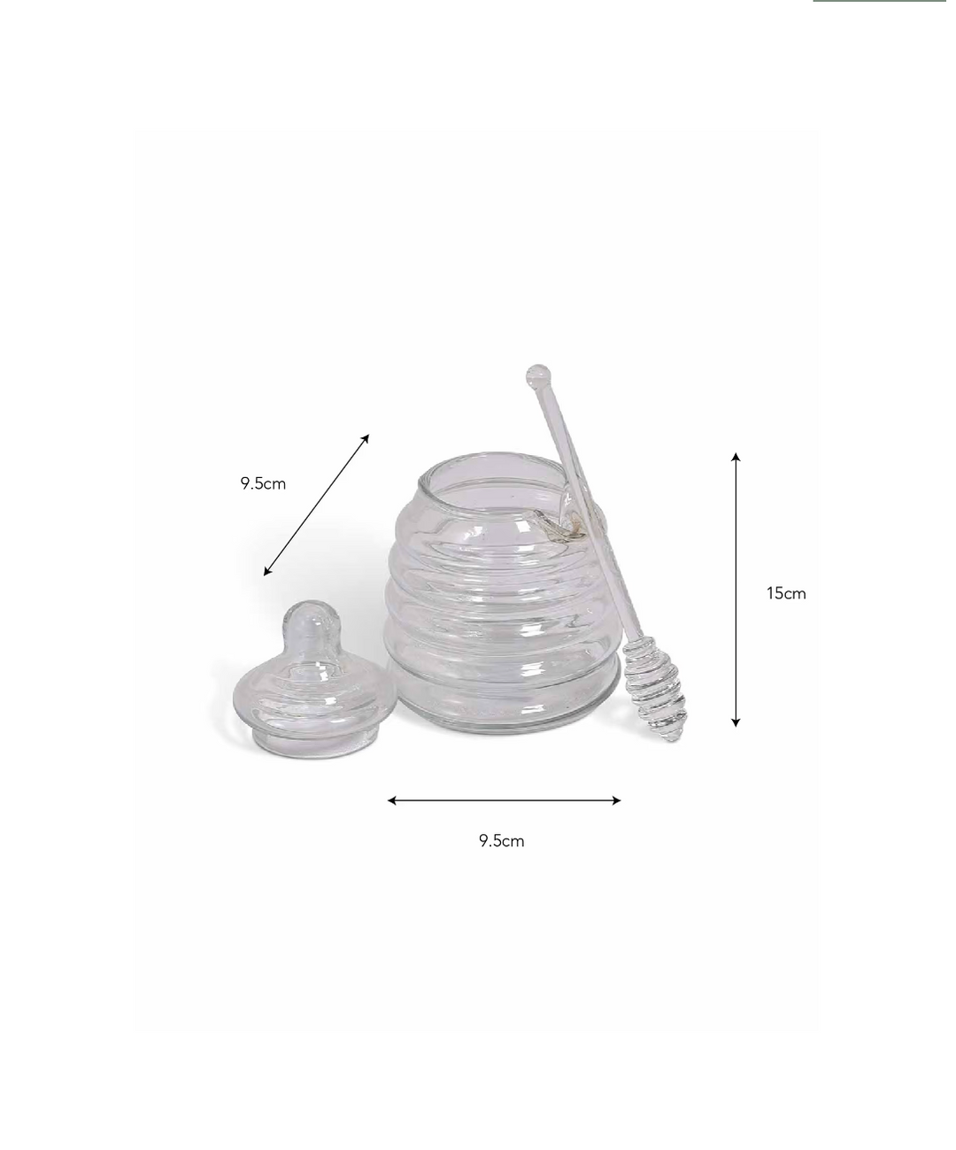 Glass honey pot with wooden dipper from Garden Trading&