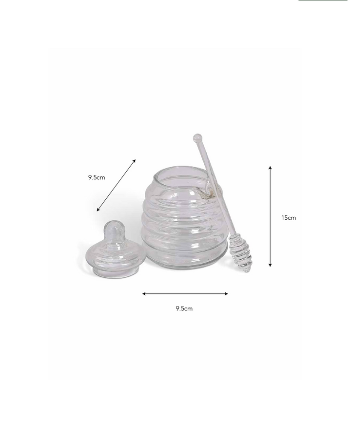 Glass honey pot with wooden dipper from Garden Trading&