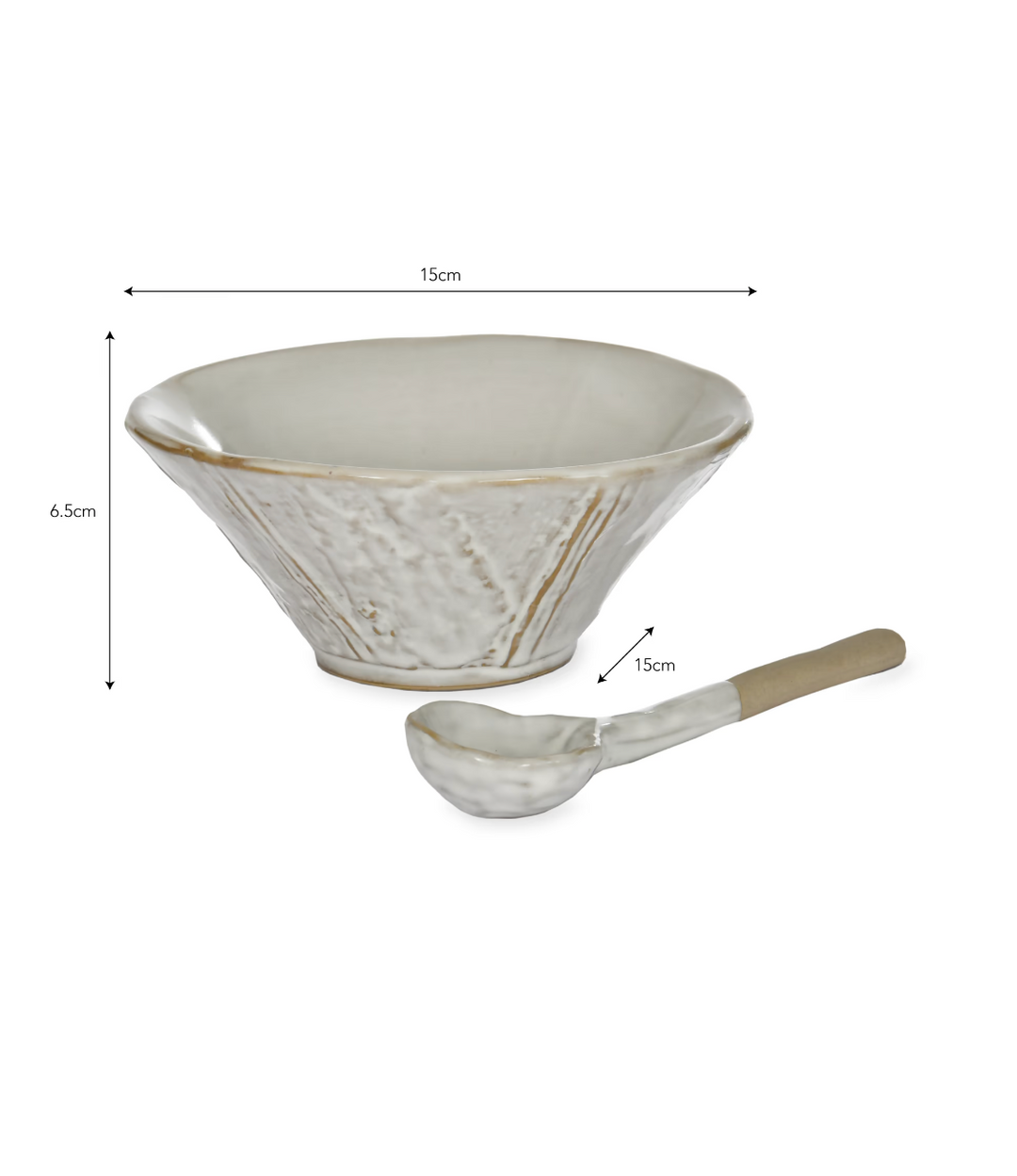 White Ithaca Meze Bowl with Spoon by Garden Trading, featuring a ceramic bowl with a matching spoon for serving small dishes.
