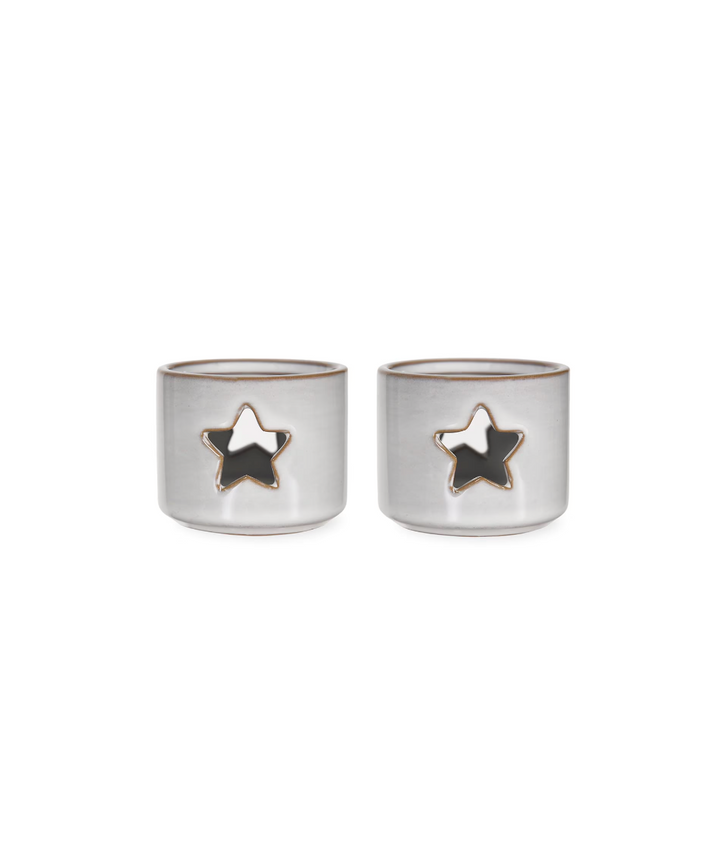 Set of two white Ithaca tealight holders by Garden Trading, featuring a stylish design for home or garden decor.