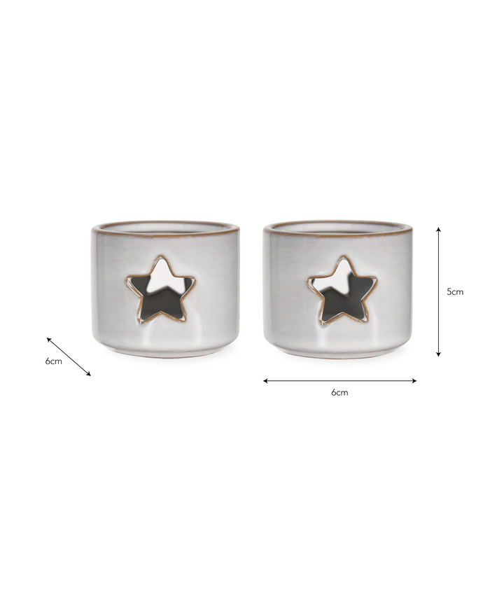 Set of two white Ithaca tealight holders by Garden Trading, featuring a simple, elegant design for home or garden decor.