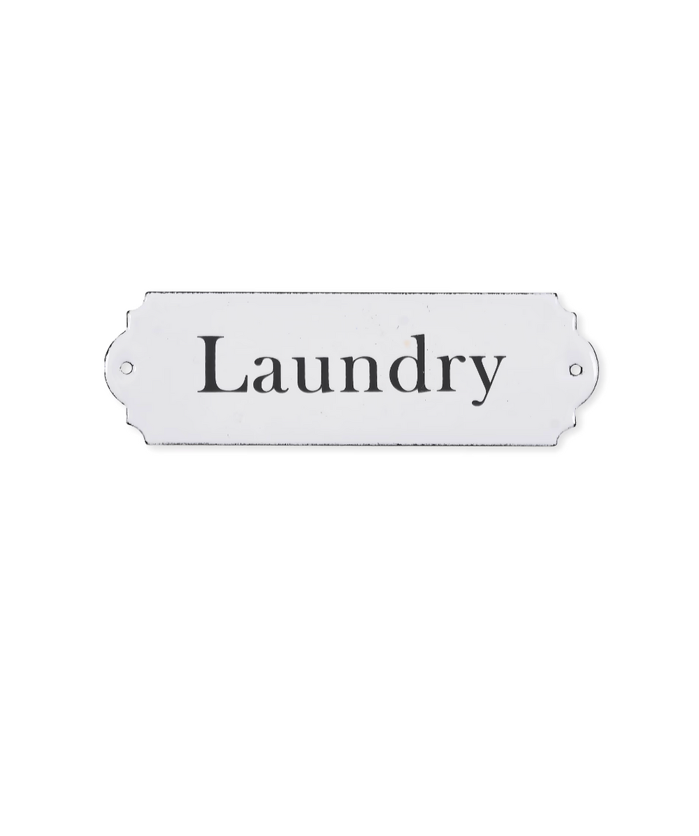 White enamel laundry sign by Garden Trading, featuring classic lettering and a vintage style for laundry or laundry room decor.