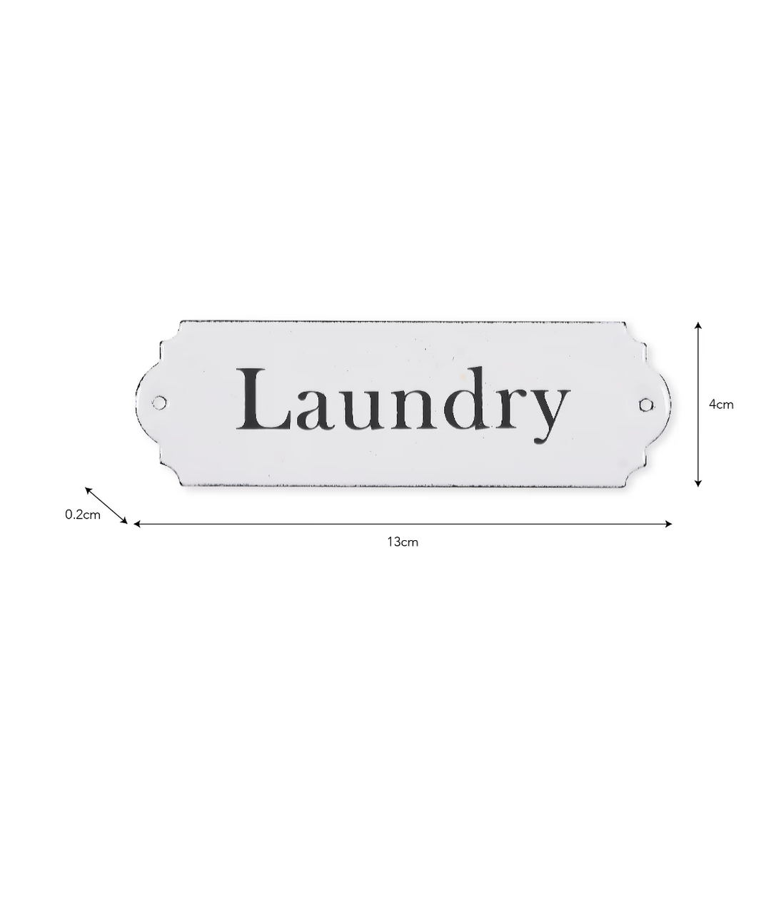 White enamel laundry sign from Garden Trading by Cornucopia Home and Gift, featuring black lettering and a vintage style.