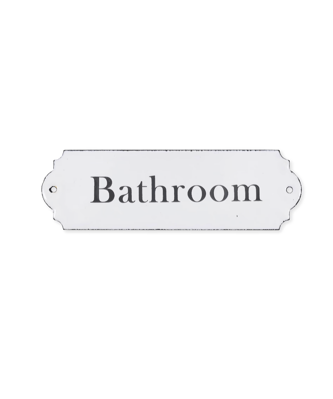 White enamel bathroom sign by Garden Trading, featuring classic design for bathroom door or wall decoration.