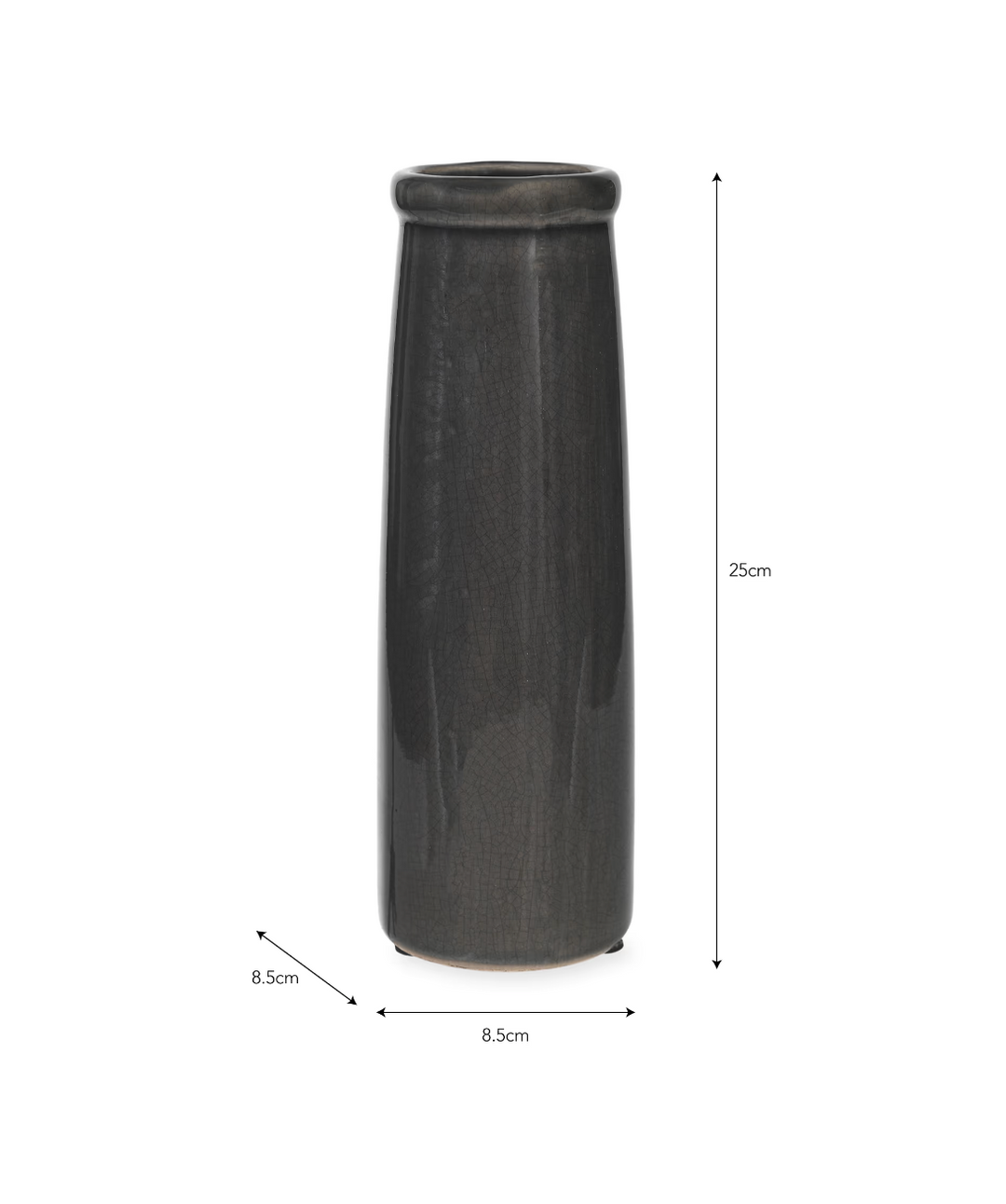 Charcoal Ravello Bottle Vase by Garden Trading, featuring a sleek, tapered ceramic design ideal for floral displays.