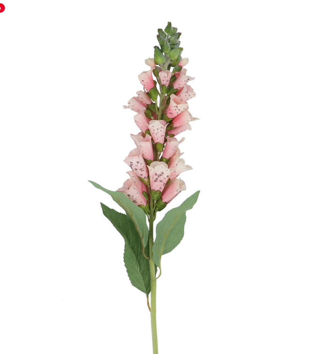Light pink Foxglove faux flower stem by Gisela Graham, featuring delicate, realistic-looking blossoms on a natural green stem.