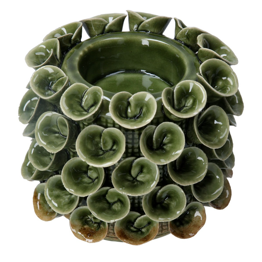 Gisela Graham Green Pixie Lichen Earthenware Tealight Holder