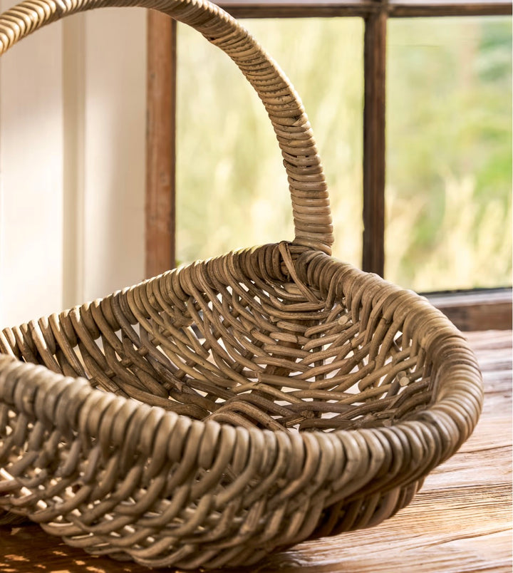 Large Bembridge Rattan Trug by Garden Trading, crafted for garden and outdoor use, with a woven rattan design and sturdy handles.
