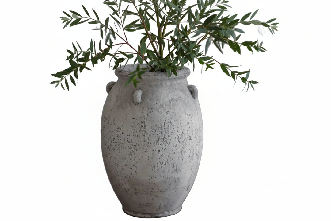 Cornucopia Home and Gift Avebury Stone Urn with handles, decorative outdoor planter with classic stone finish and sturdy design.