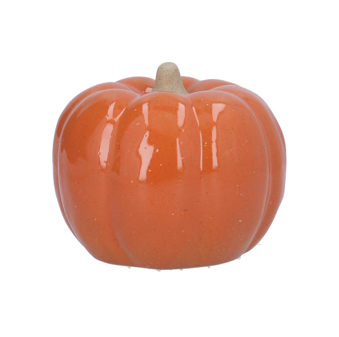 Large orange earthenware pumpkin ornament from Gisela Graham Halloween collection, featuring textured surface and realistic pumpkin details.