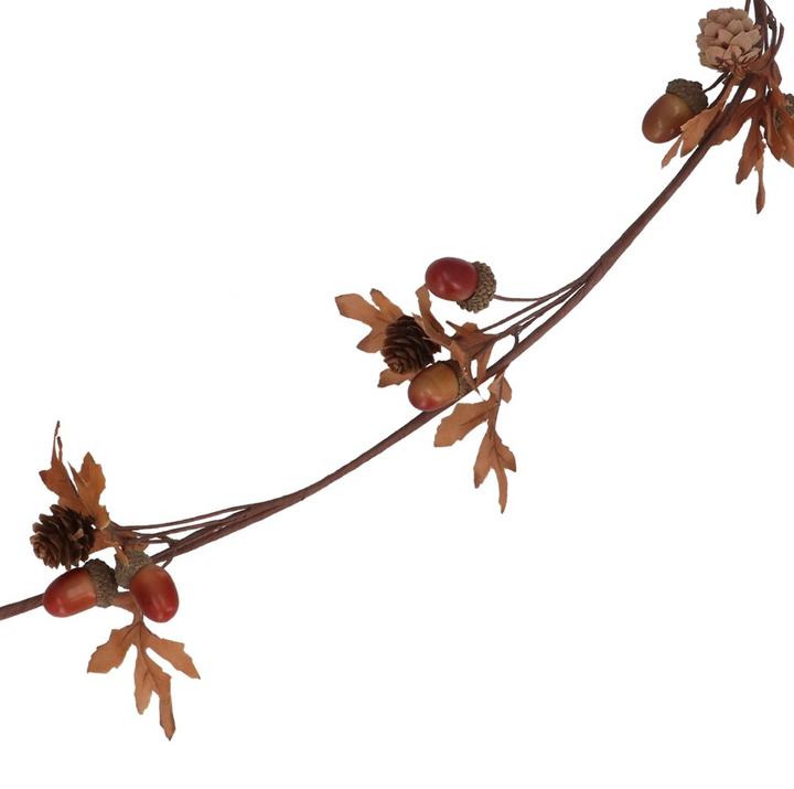 Gisela Graham Halloween Acorn and Cone Fine Garland with autumn-themed acorns and cones, perfect for seasonal decoration.