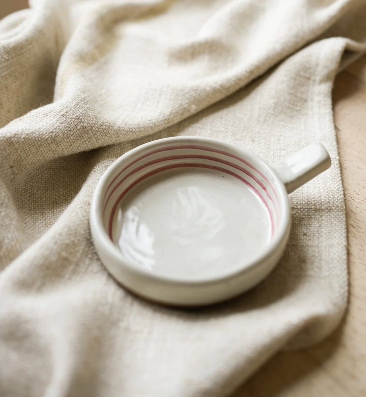 Hand Painted Breton Stripe Olive Dish with Handle