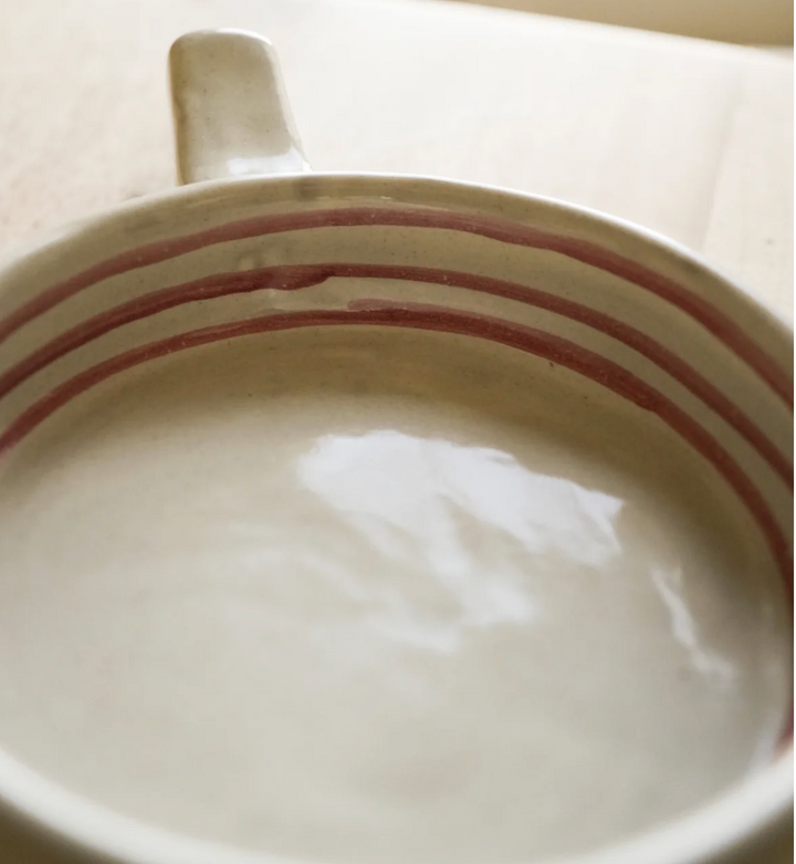 Hand Painted Breton Stripe Olive Dish with Handle