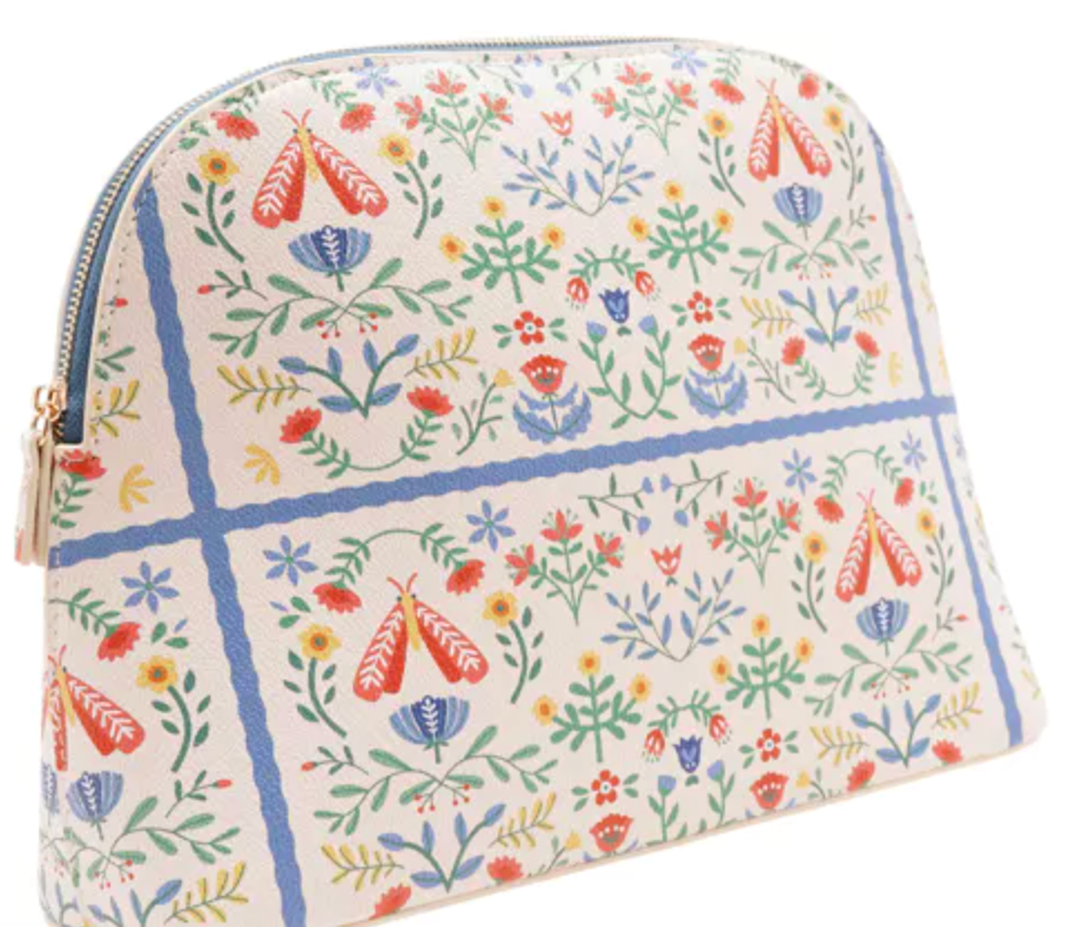 Cream Large Floral Make Up Bag