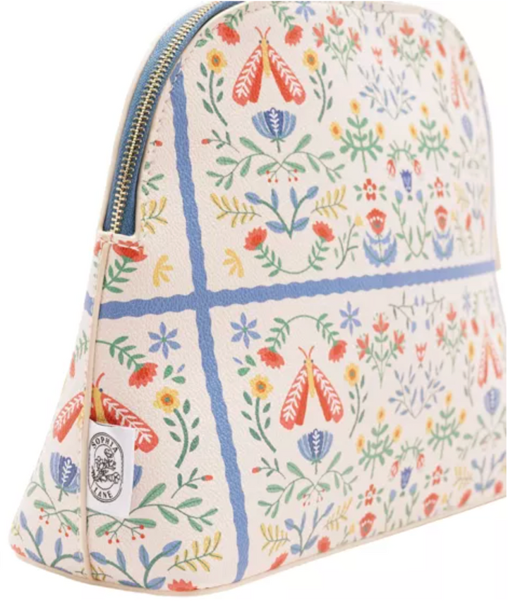 Cream Large Floral Make Up Bag