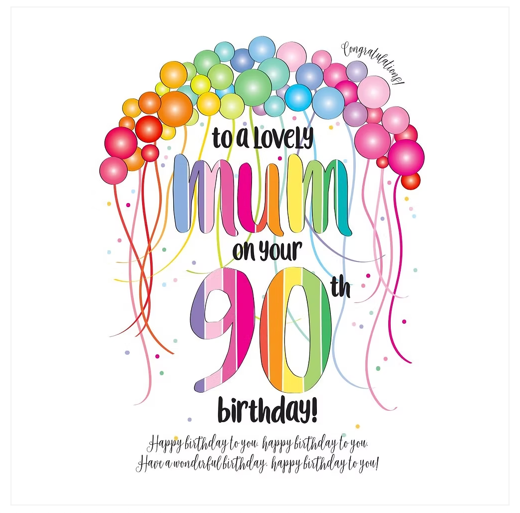 90th Mum card by Wendy Jones-Blackett featuring colorful floral design, perfect for celebrating a special mother's milestone.