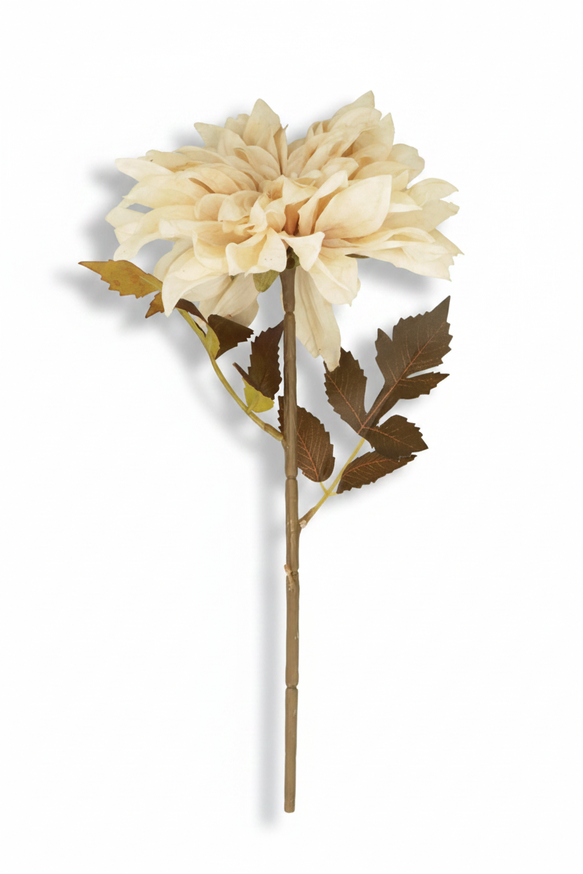 Dahlia Faux Flower Stem - Antique Cream