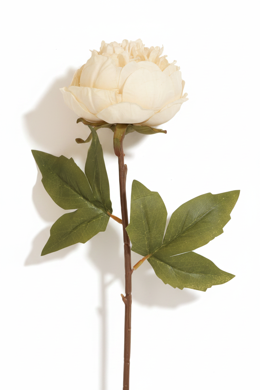 Peony Faux Flower Stem - Antique Cream