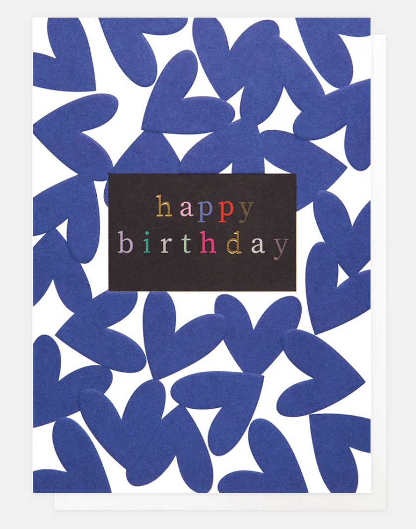 Happy Birthday Blue Hearts Card