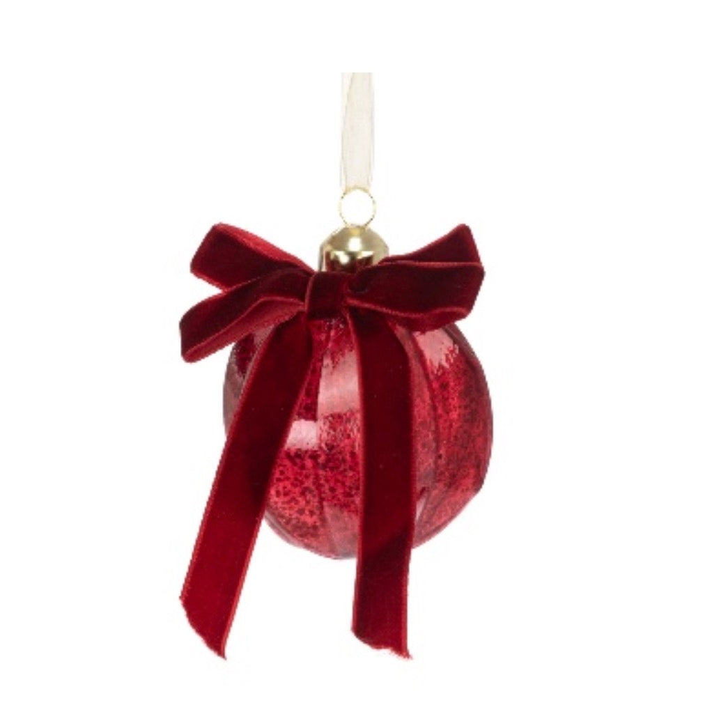 Red Glass Bow Bauble 8cm