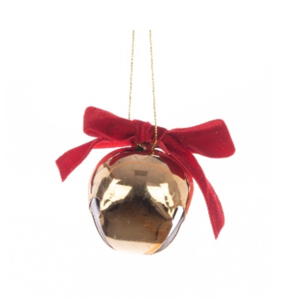 Christmas Bell with Bow | Gold &amp; Red | Floralsilk