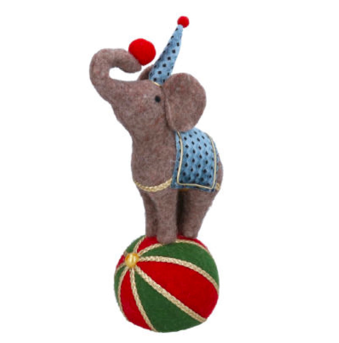 Elephant on Ball Fabric Christmas Ornament 29cm
